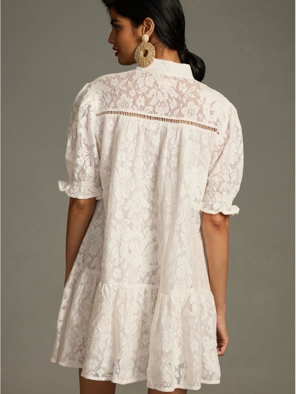 Anthropologie White Lace Mini Dress - Picture 2 of 13